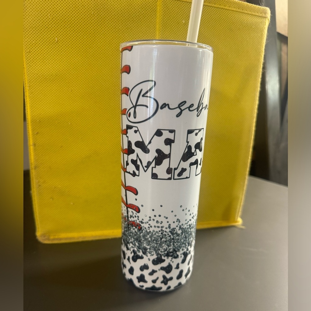 20oz Baseball Mama tumbler w/ straw